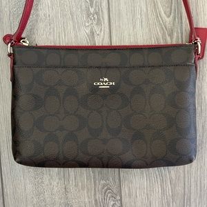 Coach Signature bag brown and dark red